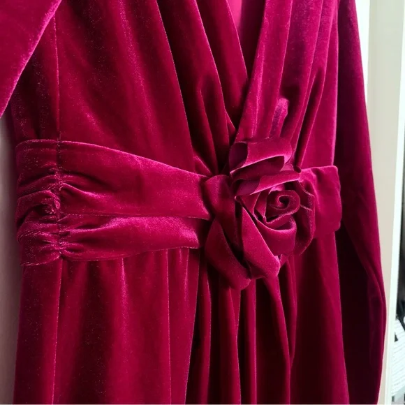 Aqua Velvet Rosette Bodycon Dress - Picture 6 of 13